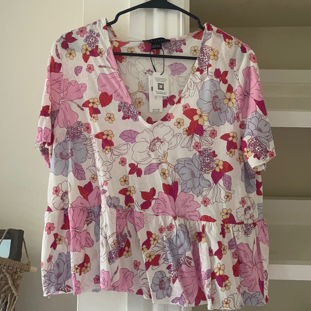 Anthropologie floral peplum top